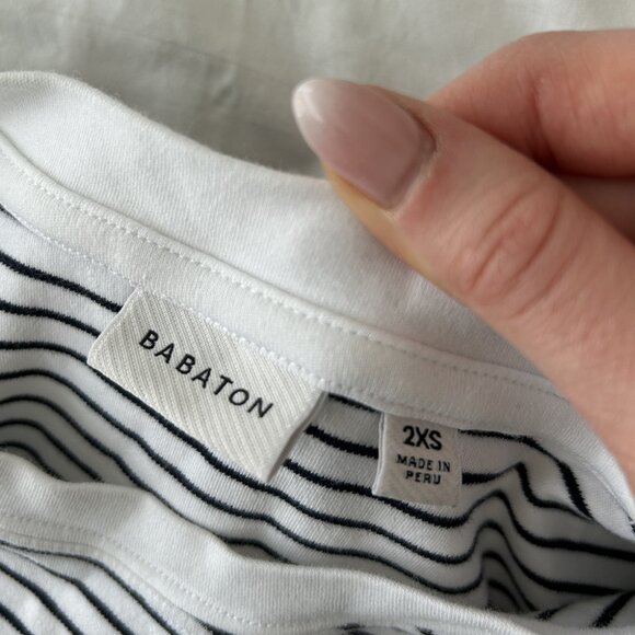 Babaton Pegasus T-Shirt in White/Dark Stripes 2XS - Picture 7 of 7